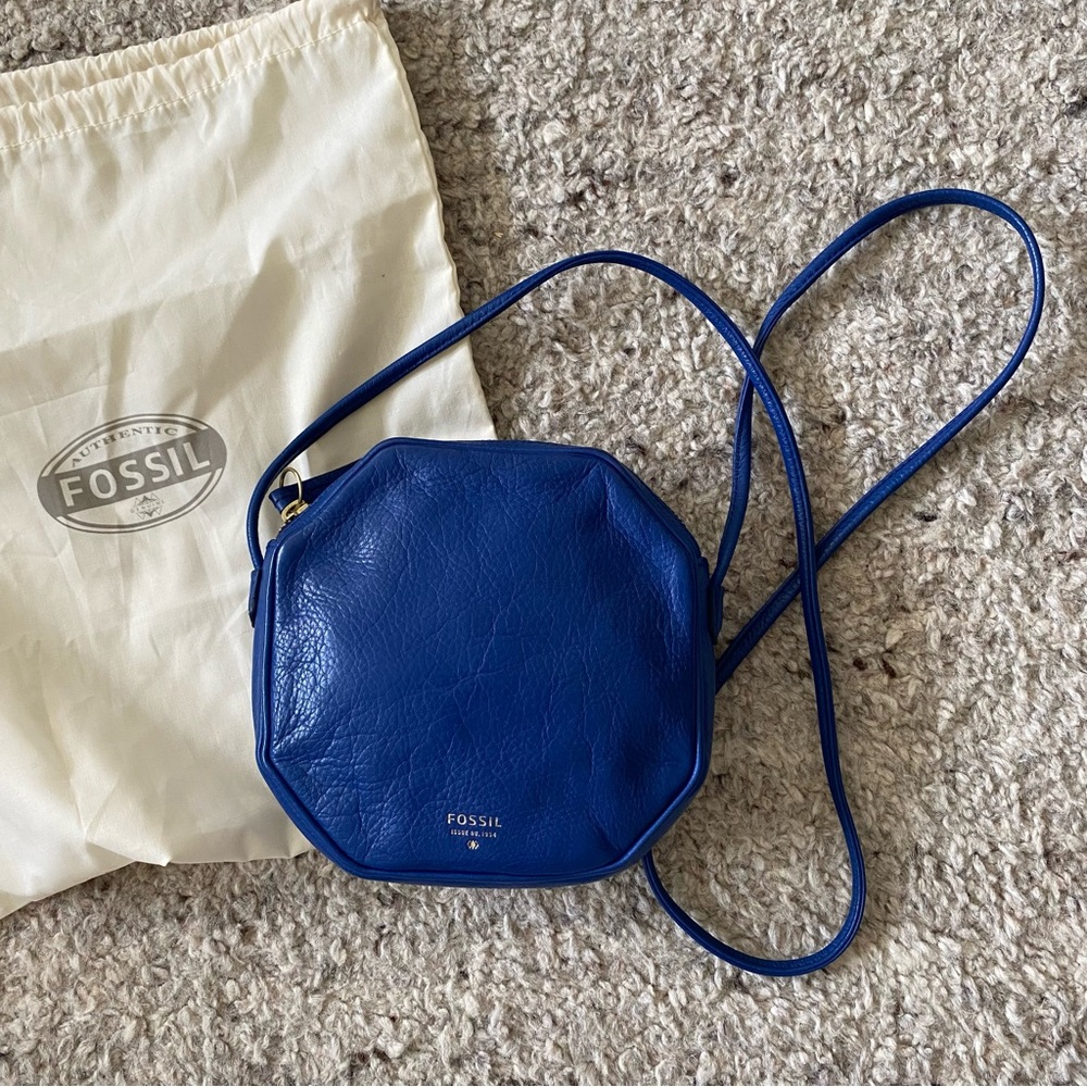 Fossil Royal Blue Leather Crossbody Bag